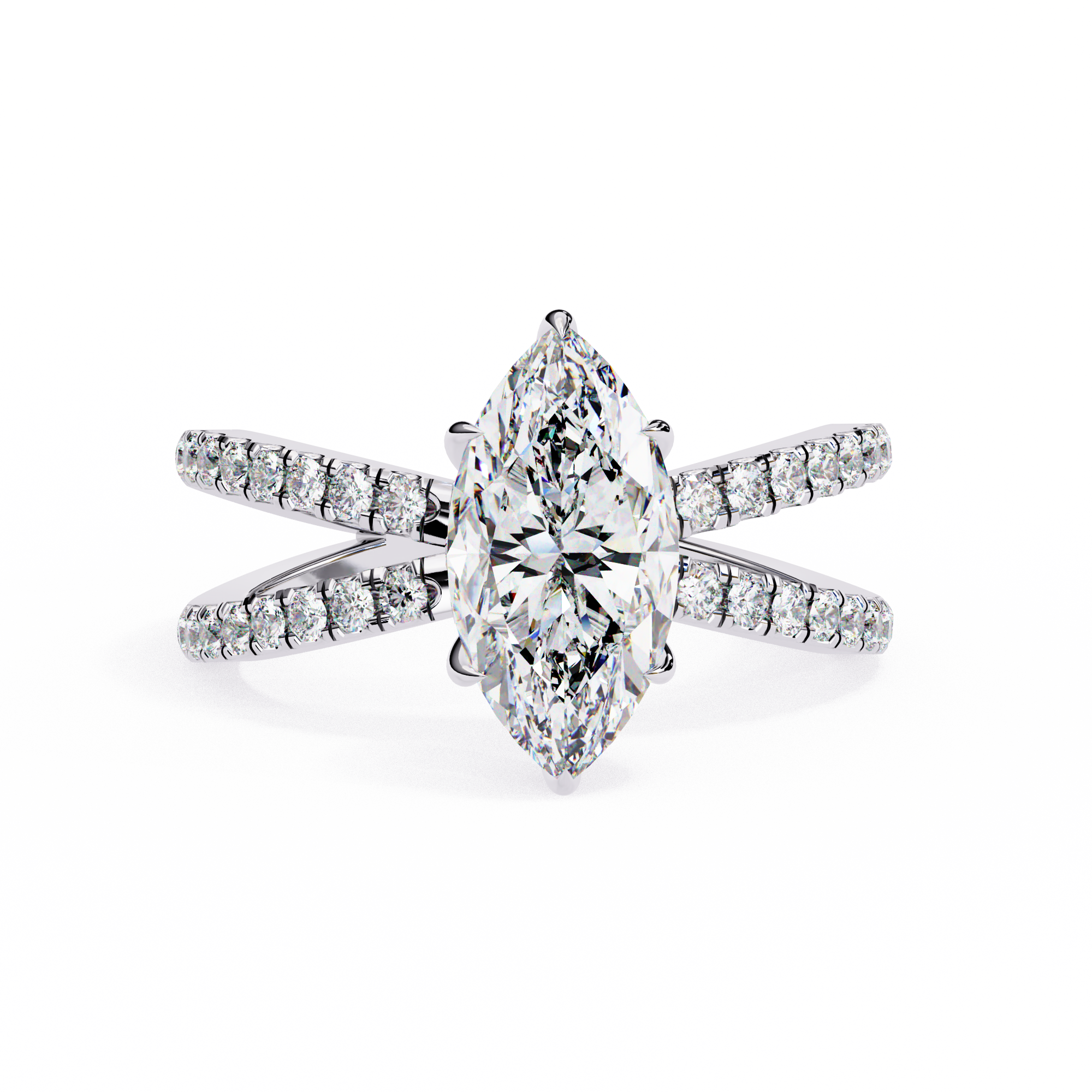 Modern Marquise Solitaire Ring with Diamond Split Shank11