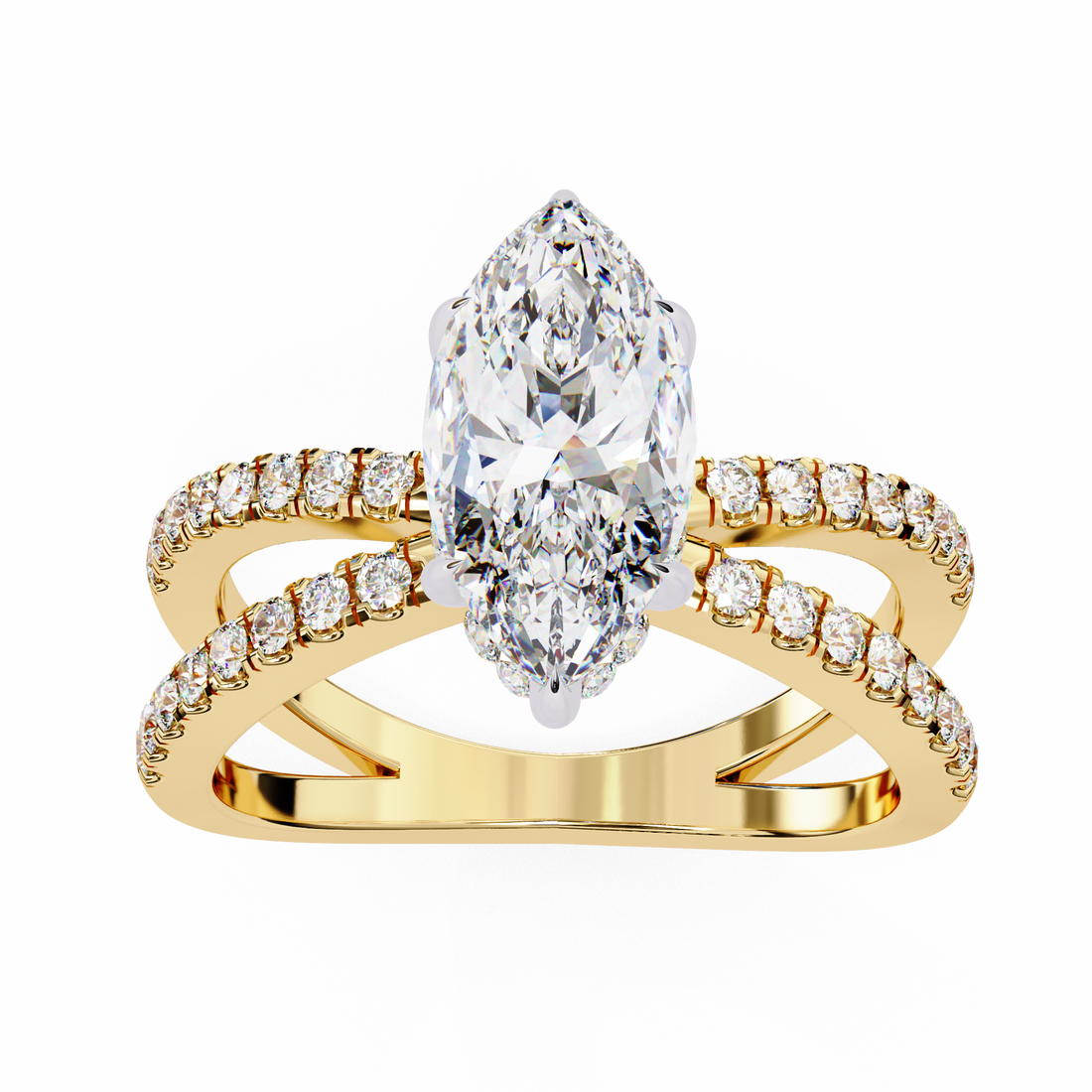 Modern Marquise Solitaire Ring with Diamond Split Shank2