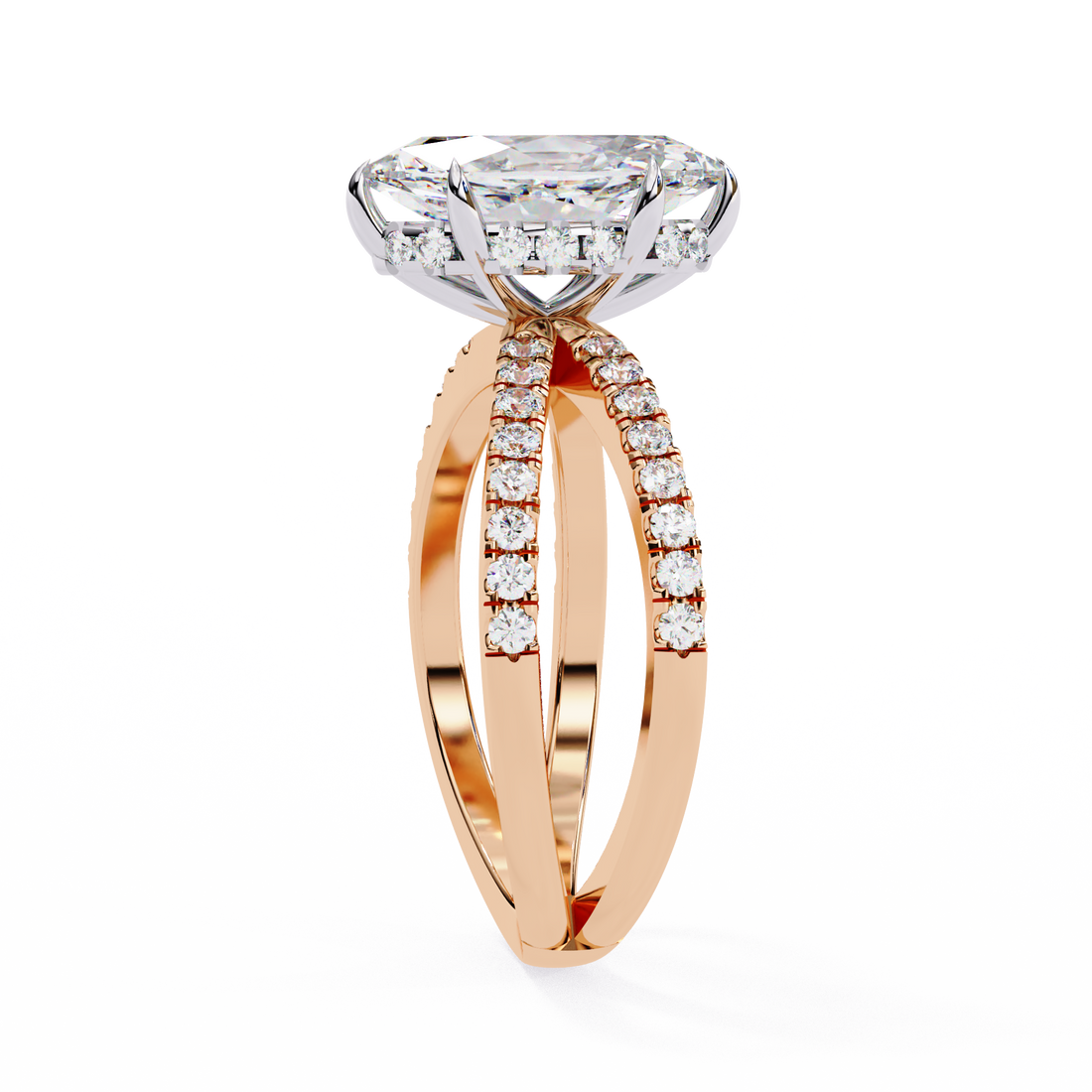 Modern Marquise Solitaire Ring with Diamond Split Shank8