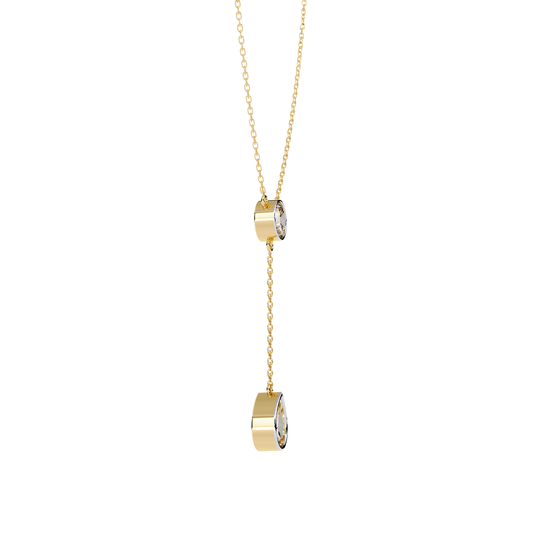 Modern Y Necklace – Round and Pear Lab Grown Diamonds with Chain