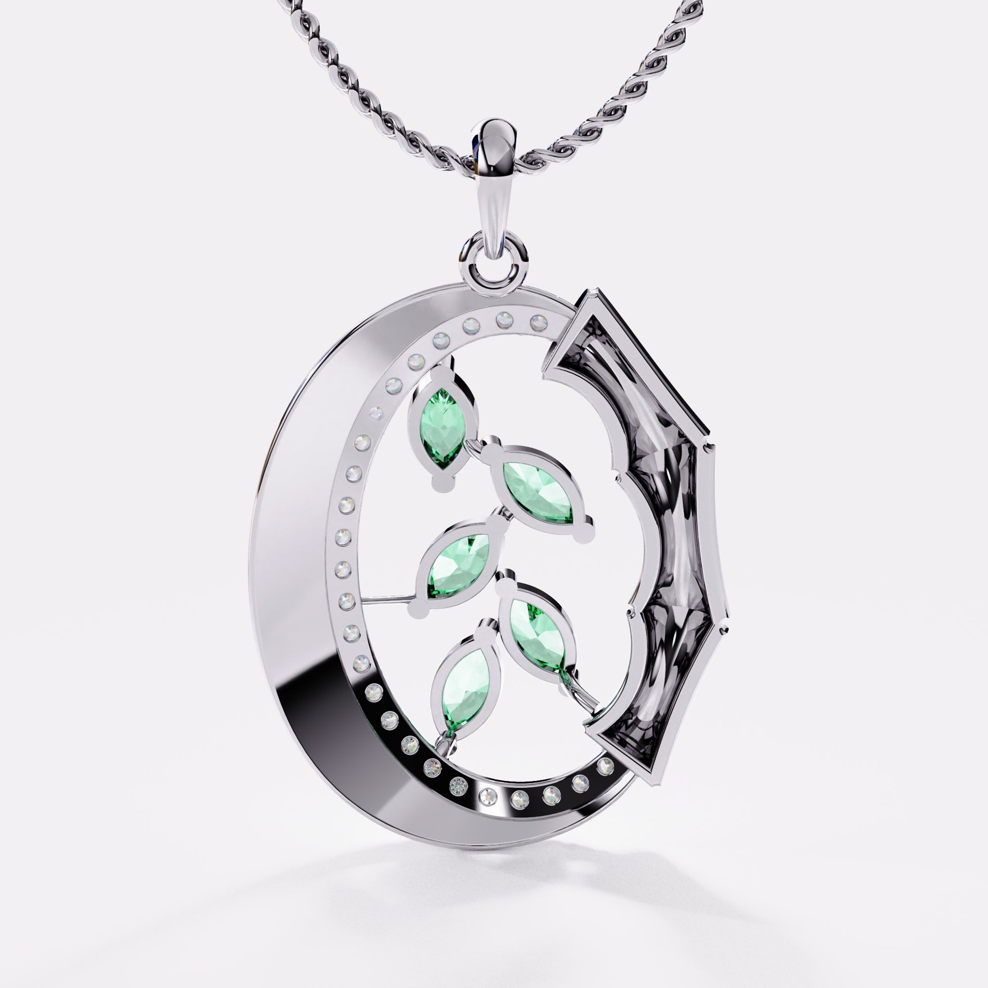 Moss Dew Diamond Pendant in 925 Silver