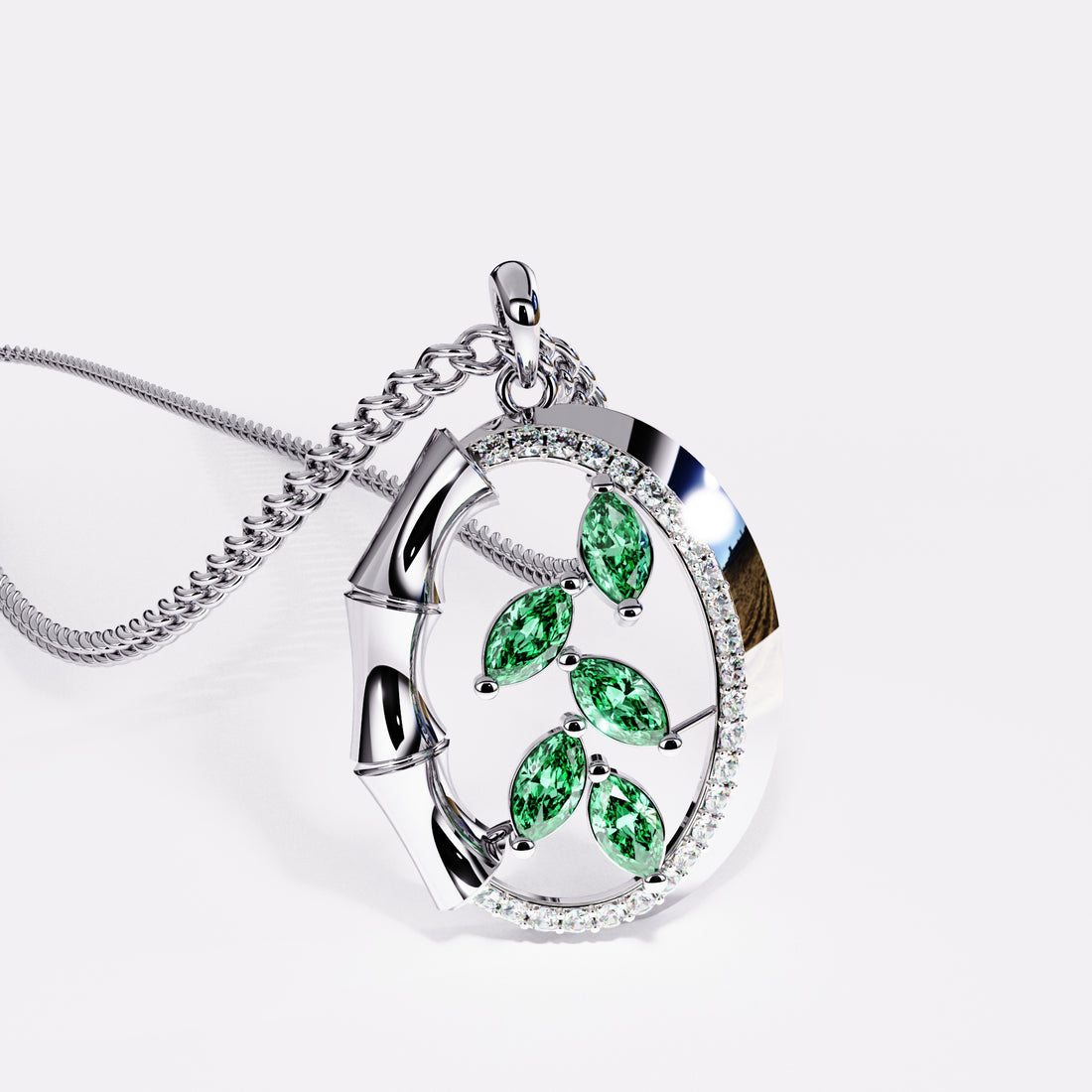 Moss Dew Diamond Pendant in 925 Silver