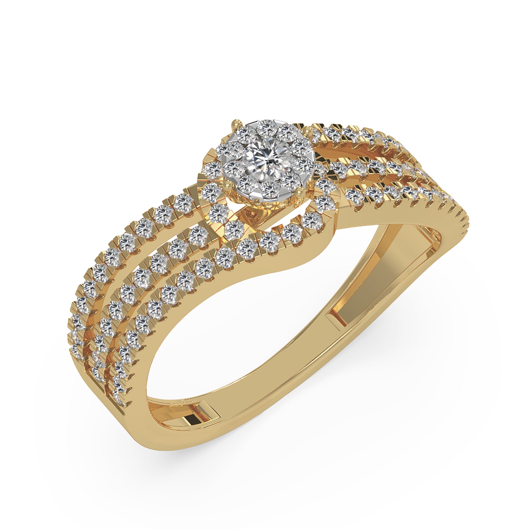 Multi-Band Lab Grown Diamond Cluster Engagement Ring2