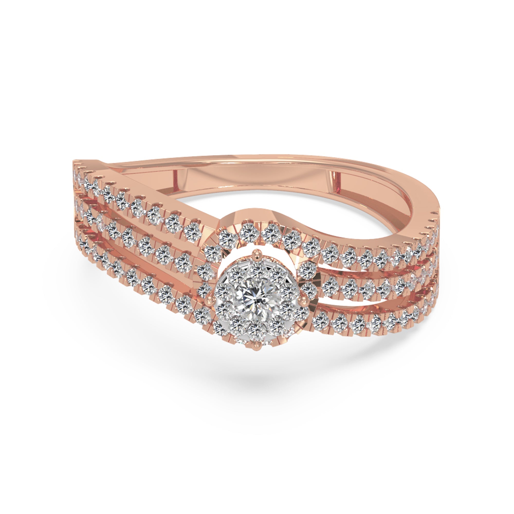 Multi-Band Lab Grown Diamond Cluster Engagement Ring