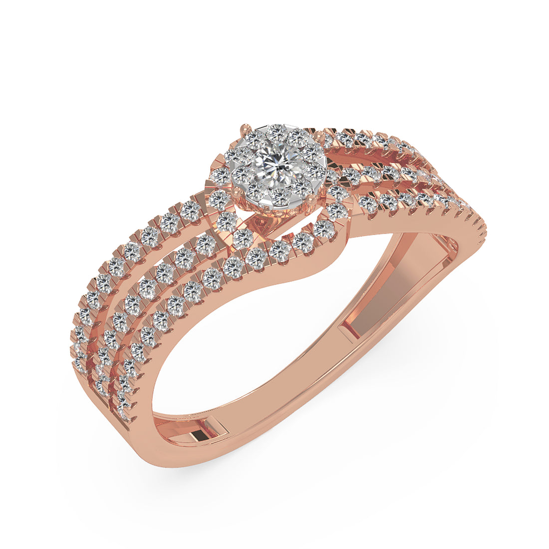 Multi-Band Lab Grown Diamond Cluster Engagement Ring