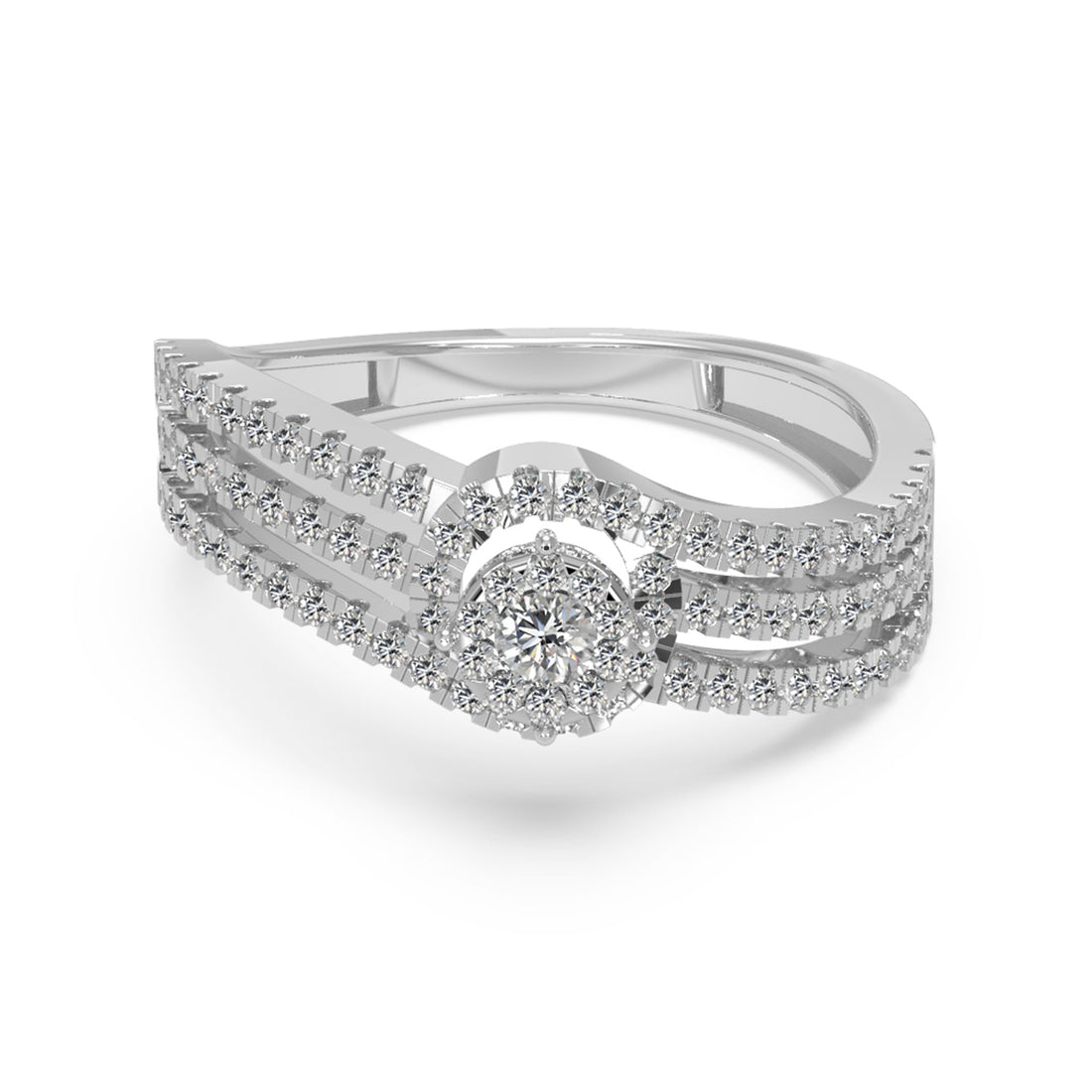 Multi-Band Lab Grown Diamond Cluster Engagement Ring