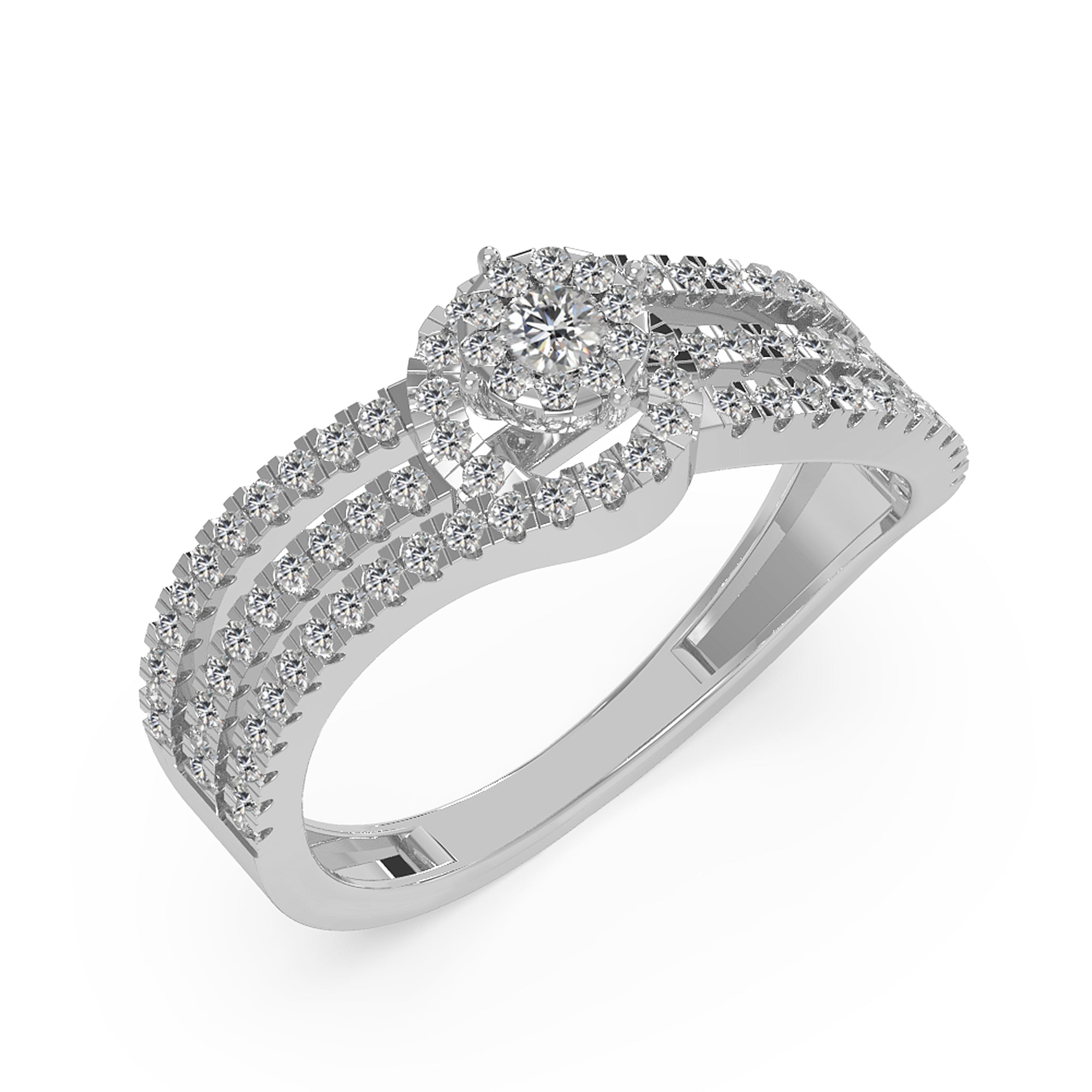 Multi-Band Lab Grown Diamond Cluster Engagement Ring