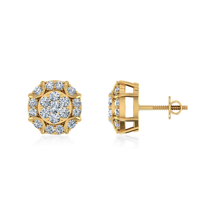 Multi-Diamond Floral Lab Grown Diamond Earrings