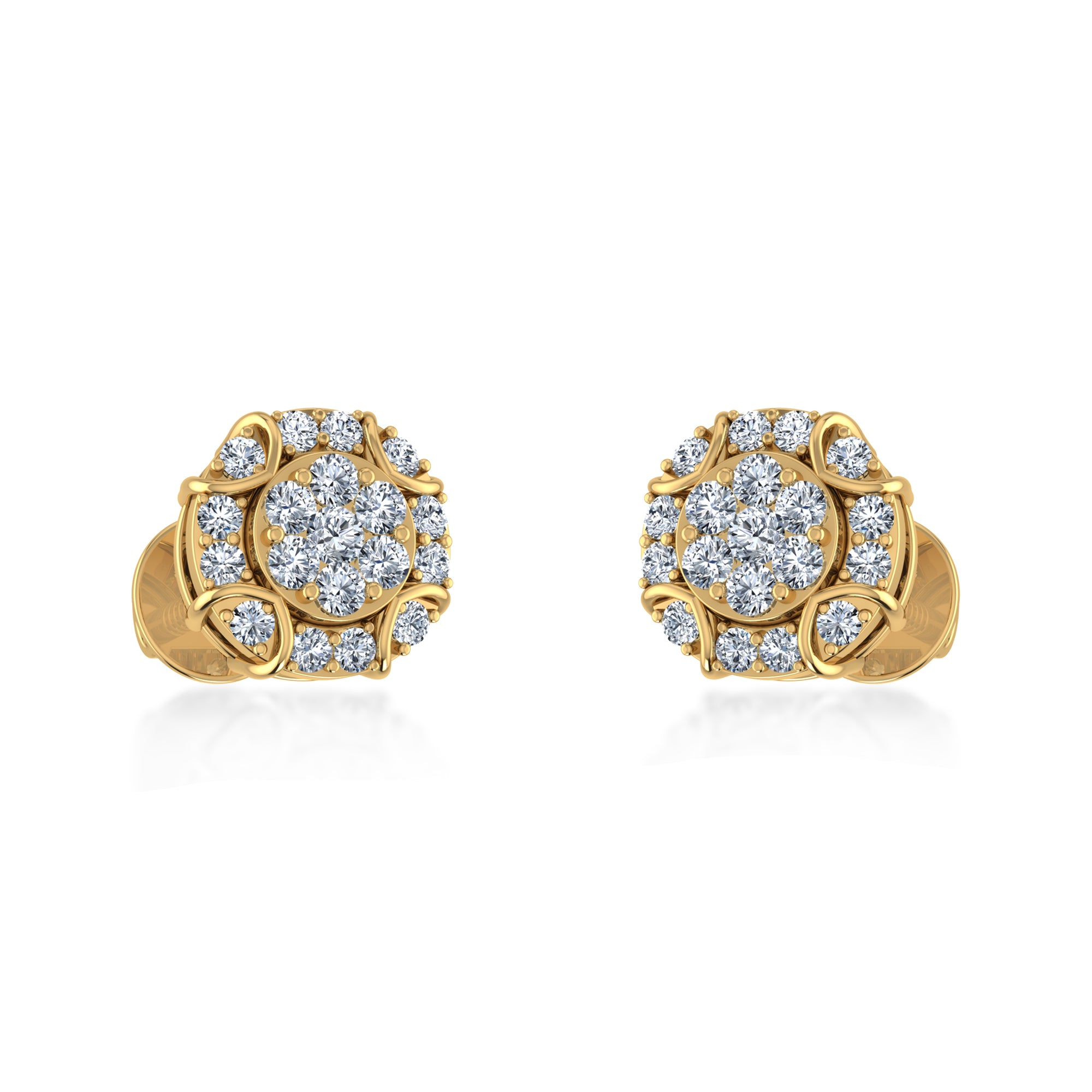 Multi-Diamond Floral Lab Grown Diamond Earrings 2