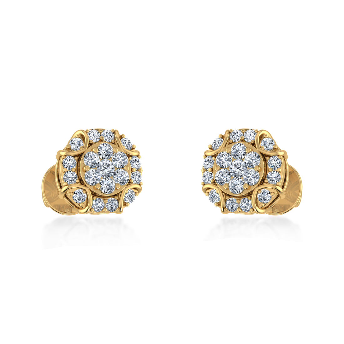 Multi-Diamond Floral Lab Grown Diamond Earrings 2