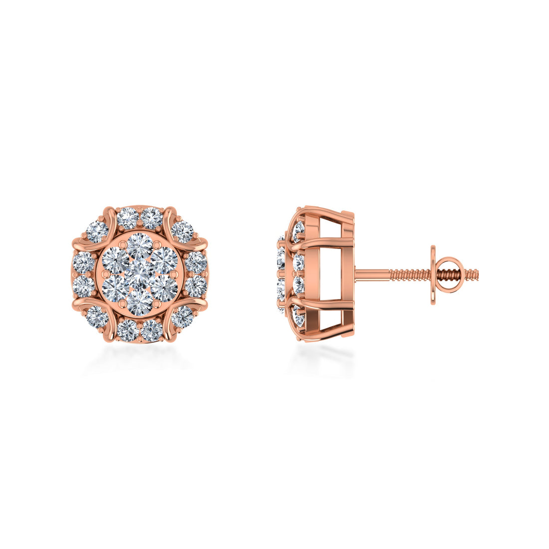 Multi-Diamond Floral Lab Grown Diamond Earrings 3
