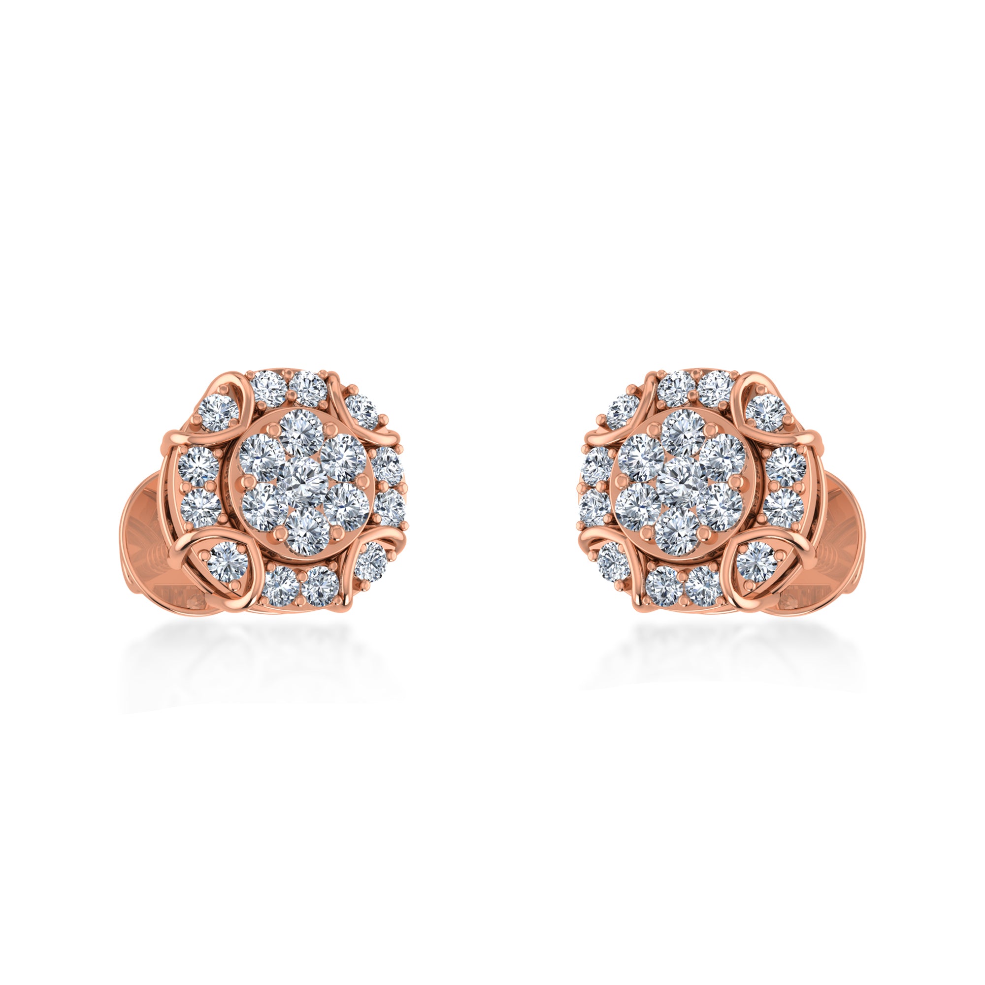 Multi-Diamond Floral Lab Grown Diamond Earrings 4