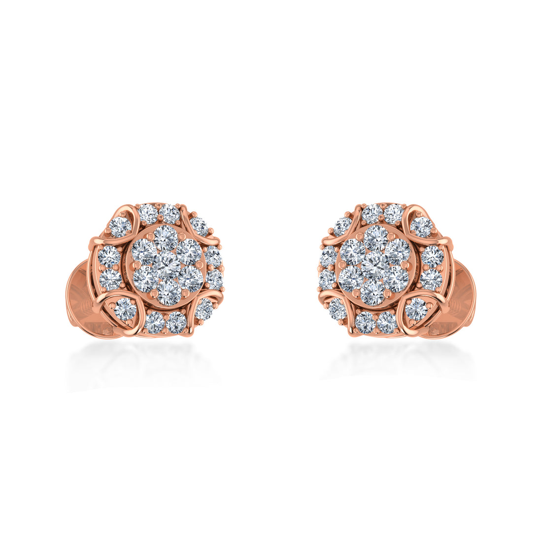 Multi-Diamond Floral Lab Grown Diamond Earrings 4