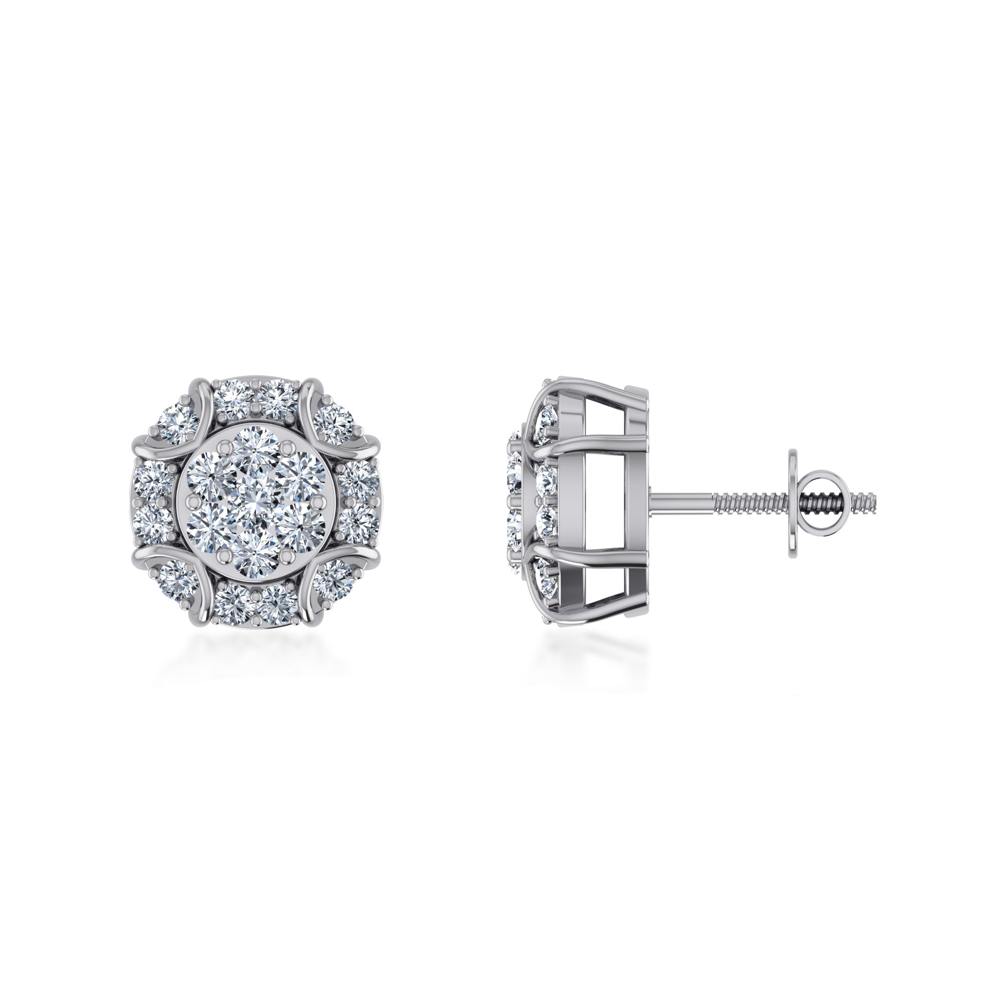 Multi-Diamond Floral Lab Grown Diamond Earrings 5