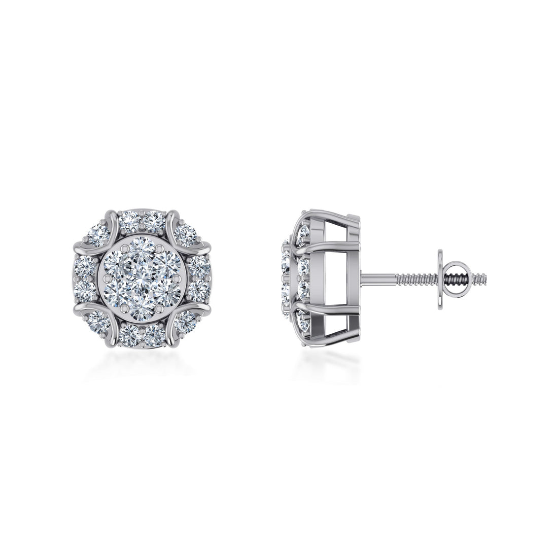 Multi-Diamond Floral Lab Grown Diamond Earrings 5
