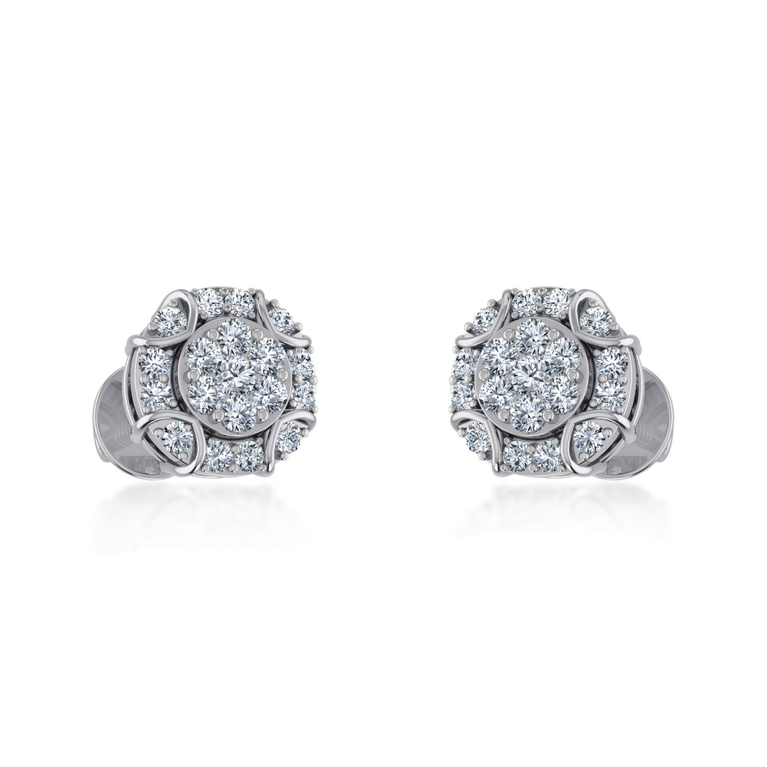 Multi-Diamond Floral Lab Grown Diamond Earrings 6