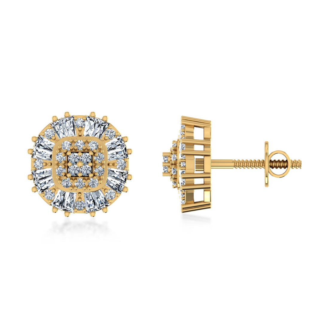 Multi-Row Lab Grown Diamond Halo Stud Earrings