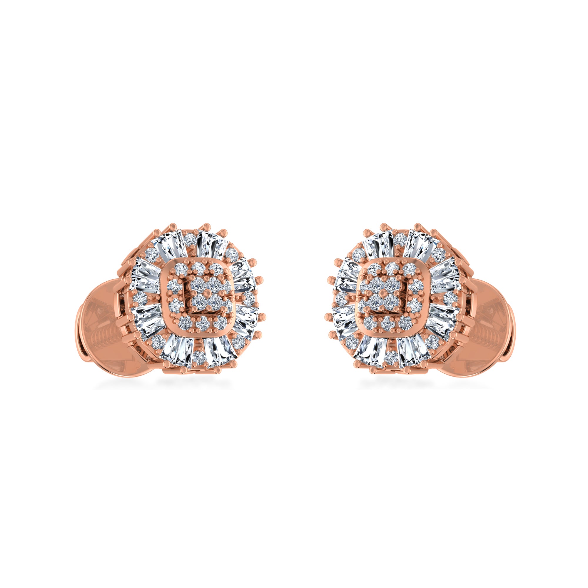 Multi-Row Lab Grown Diamond Halo Stud Earrings 4