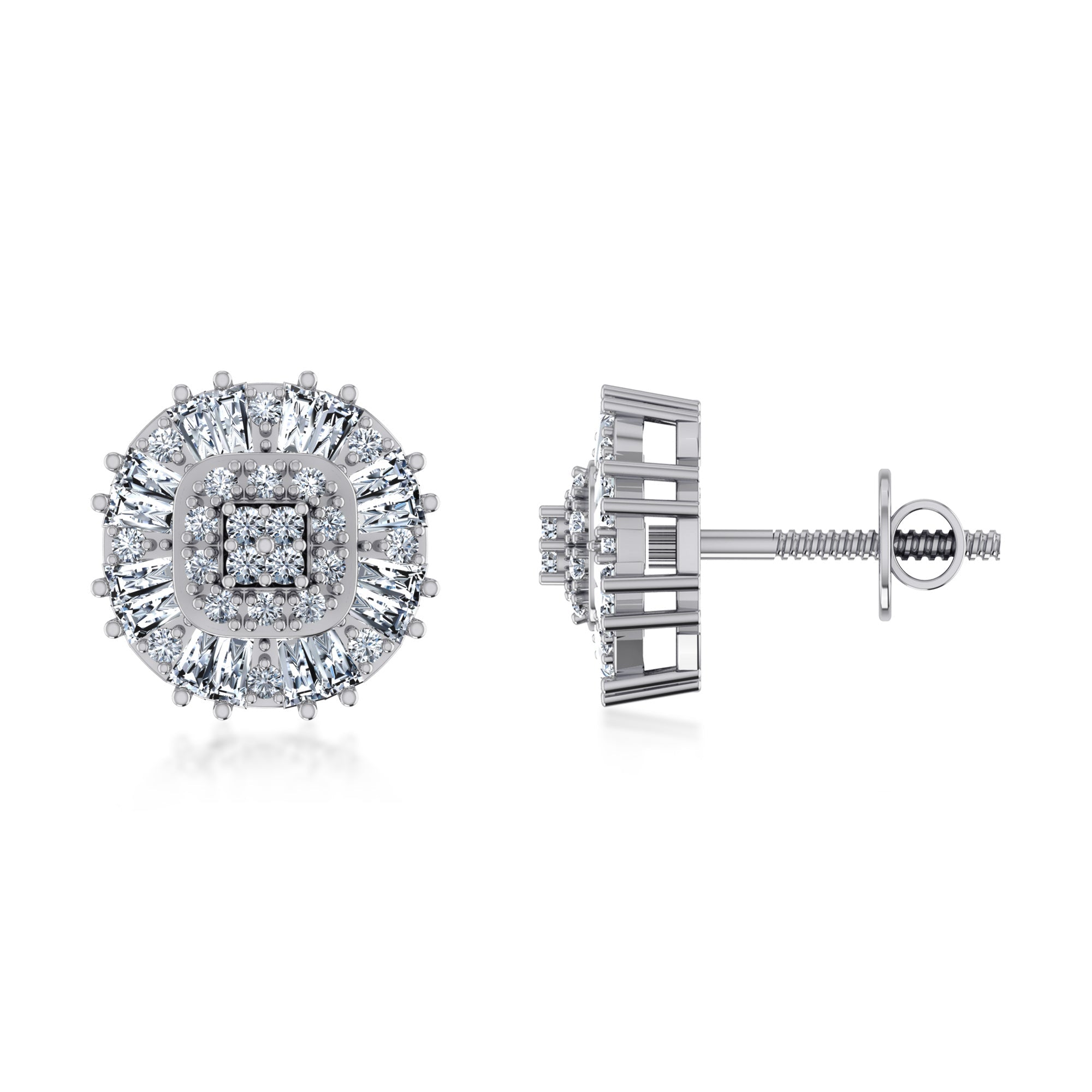 Multi-Row Lab Grown Diamond Halo Stud Earrings 5