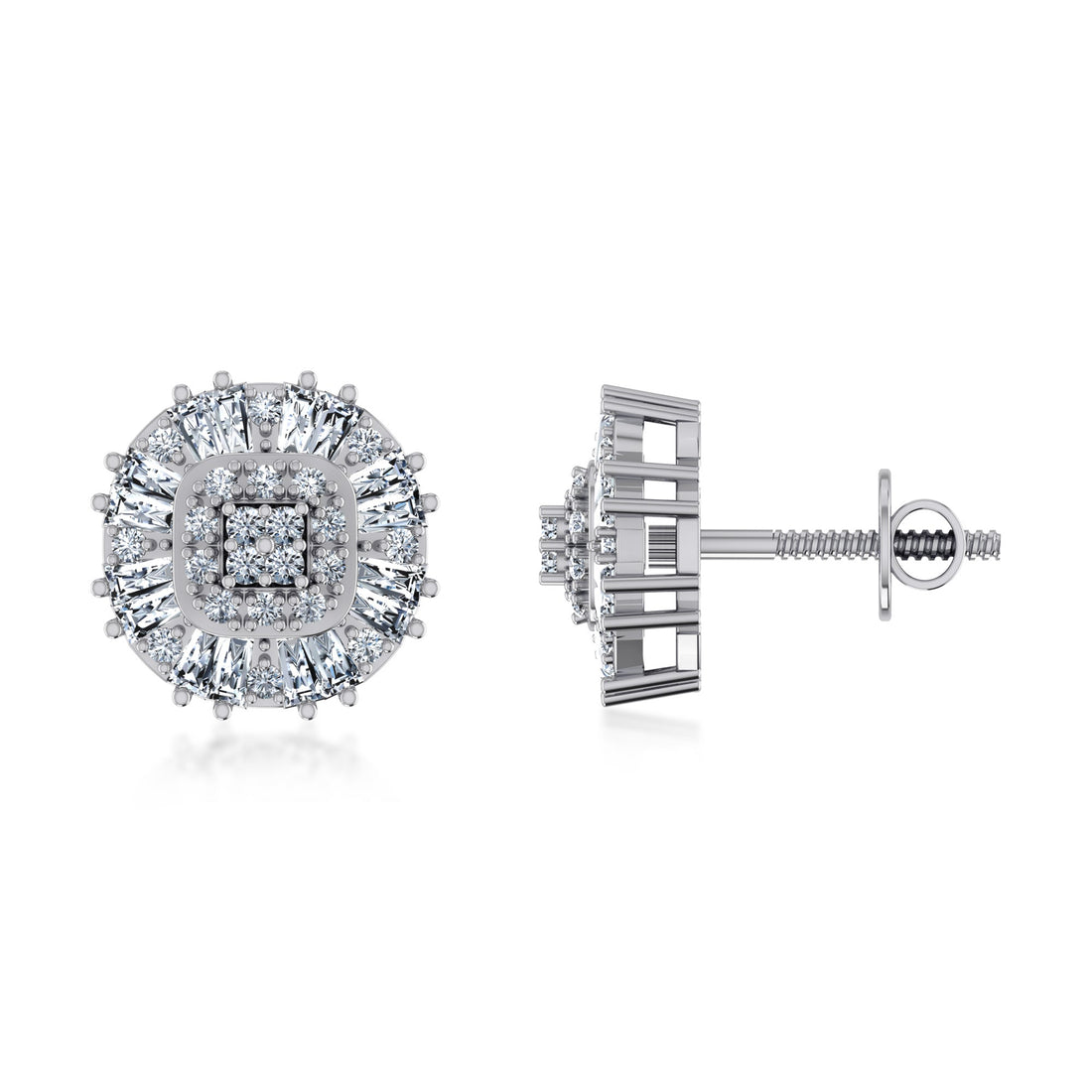 Multi-Row Lab Grown Diamond Halo Stud Earrings 5