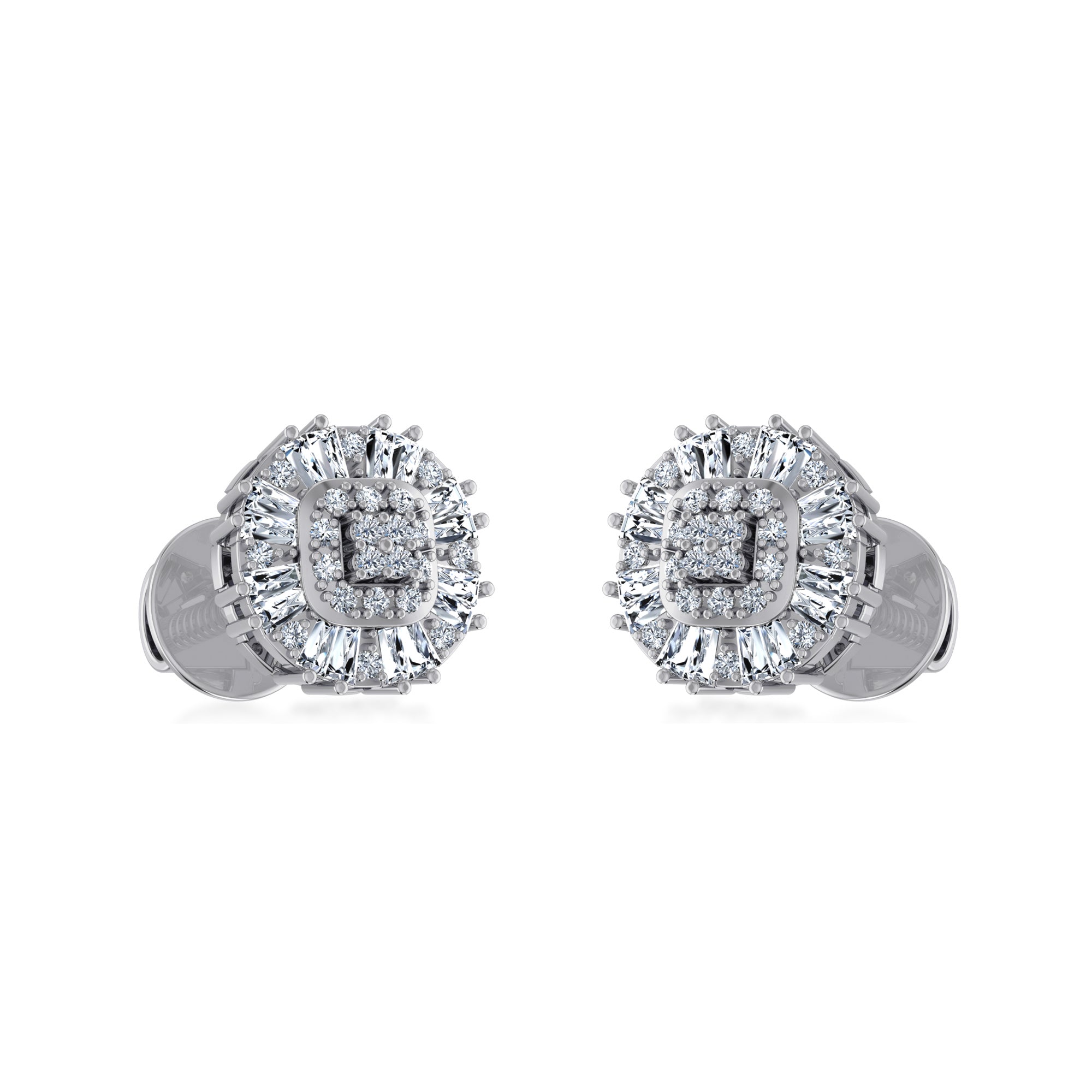  Multi-Row Lab Grown Diamond Halo Stud Earrings 6