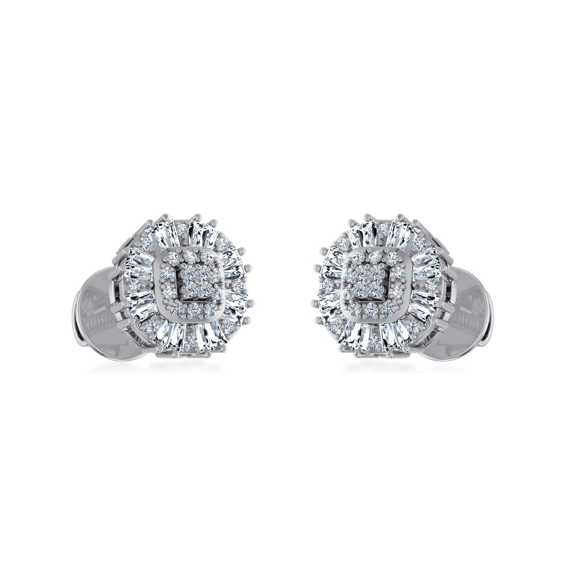  Multi-Row Lab Grown Diamond Halo Stud Earrings 6