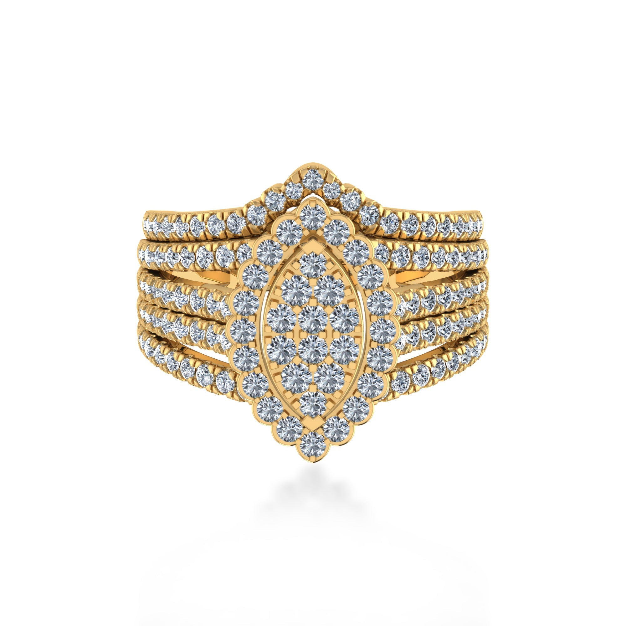 Multi-Row Marquise Lab Diamond Cluster Ring