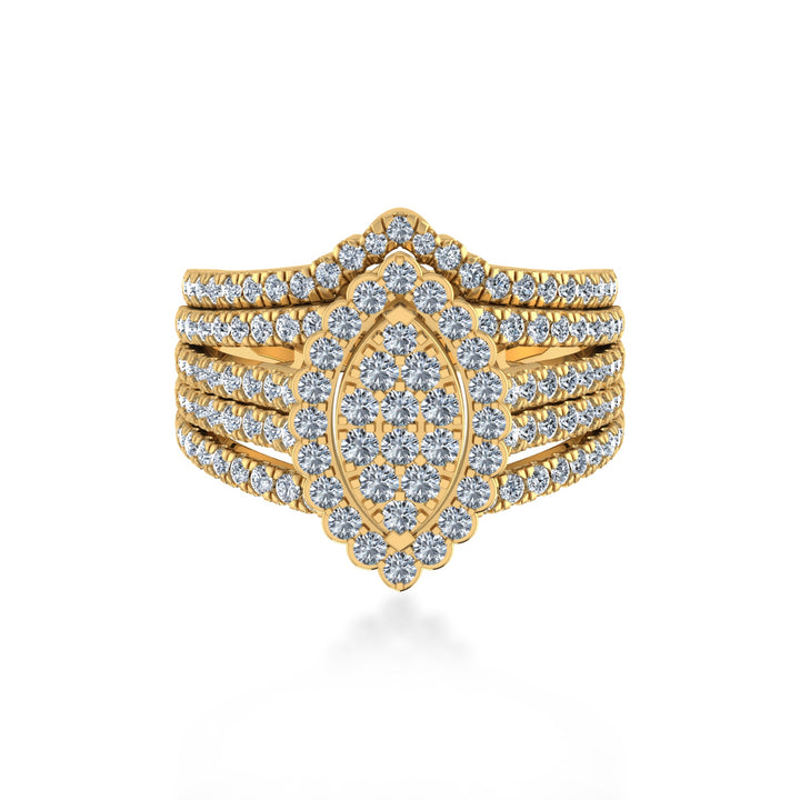 Multi-Row Marquise Lab Diamond Cluster Ring