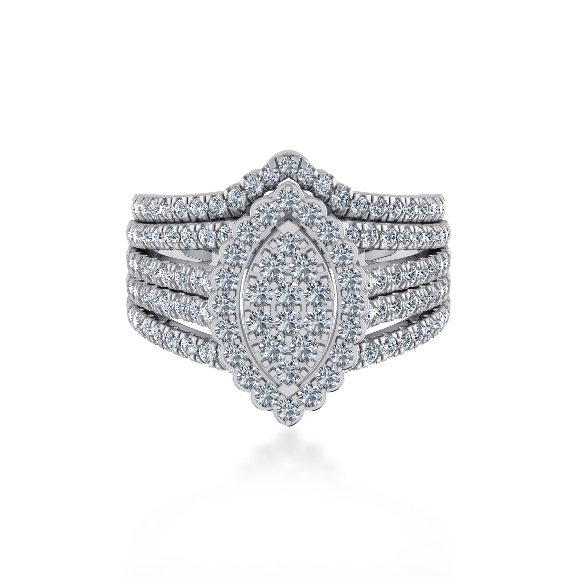 Multi-Row Marquise Lab Diamond Cluster Ring7