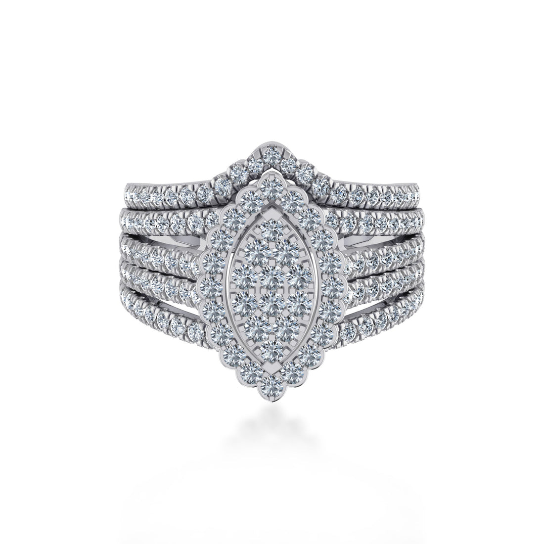 Multi-Row Marquise Lab Diamond Cluster Ring7