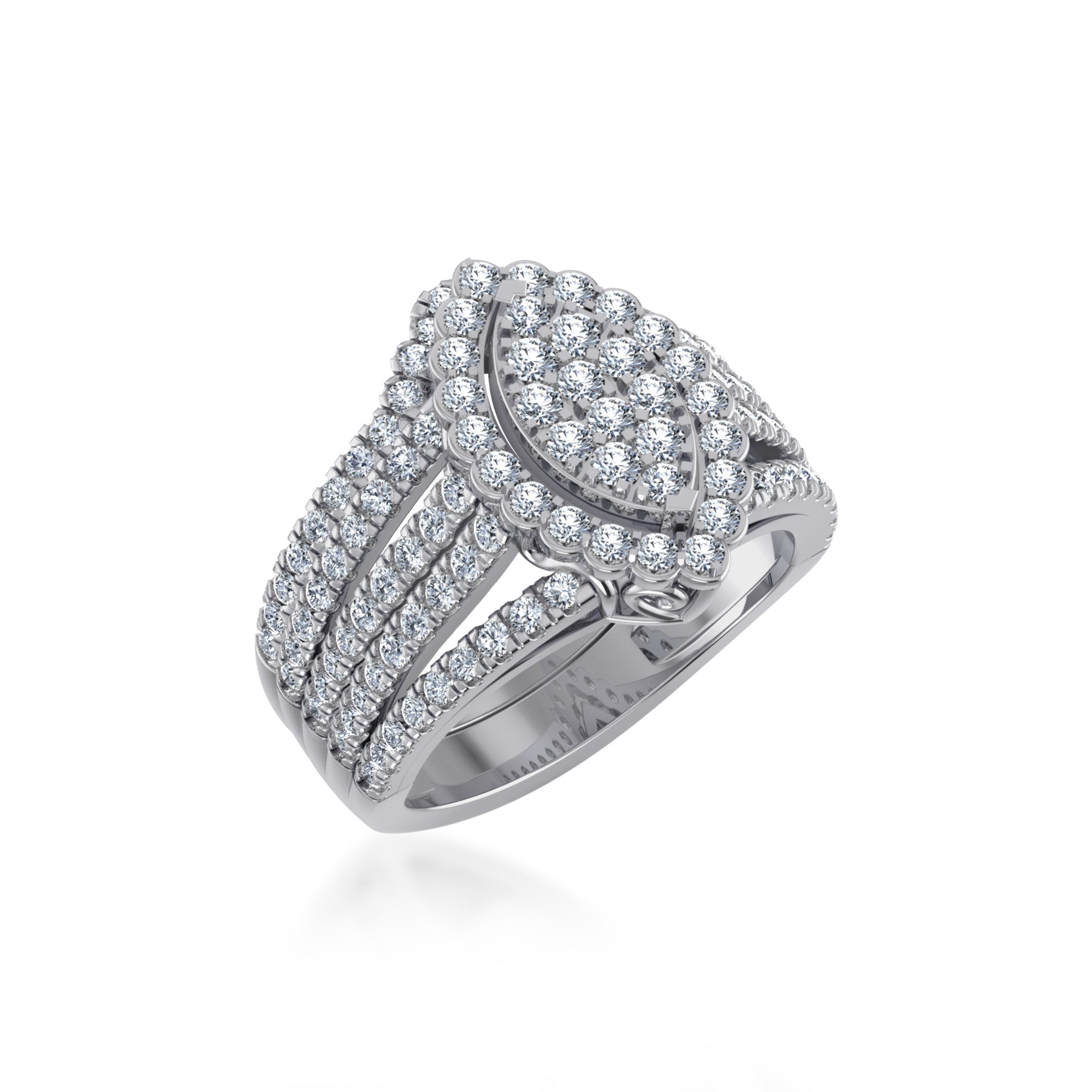 Multi-Row Marquise Lab Diamond Cluster Ring8