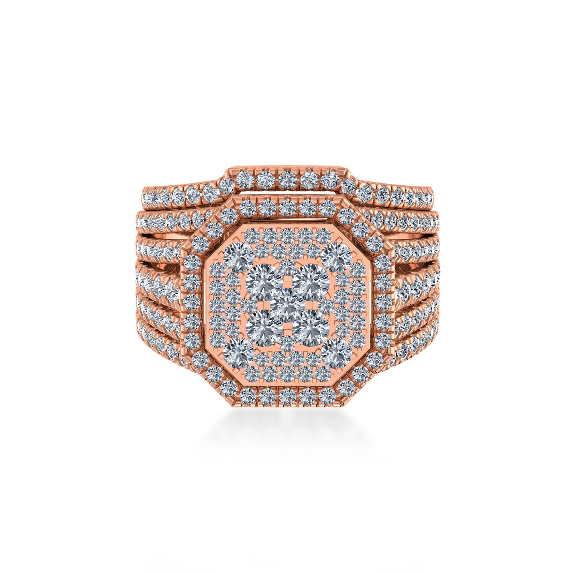 Multi-Row Octagon Lab Diamond Cocktail Ring4