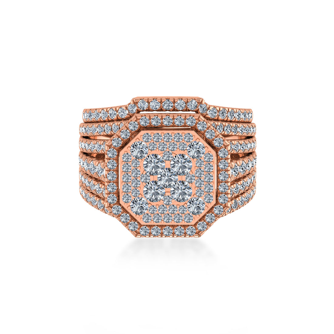 Multi-Row Octagon Lab Diamond Cocktail Ring4