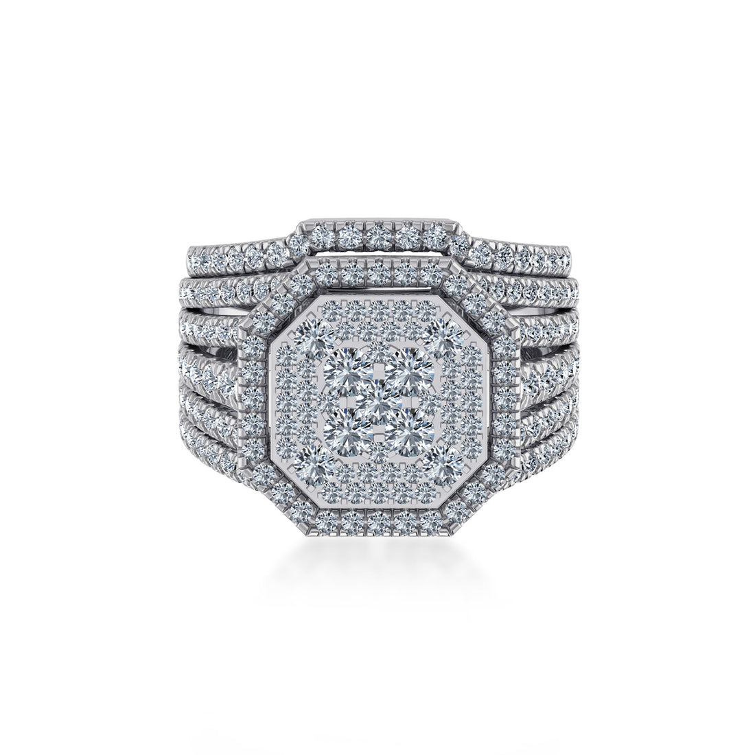 Multi-Row Octagon Lab Diamond Cocktail Ring7
