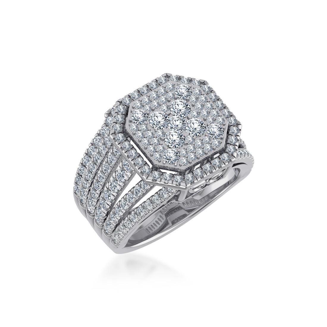 Multi-Row Octagon Lab Diamond Cocktail Ring8