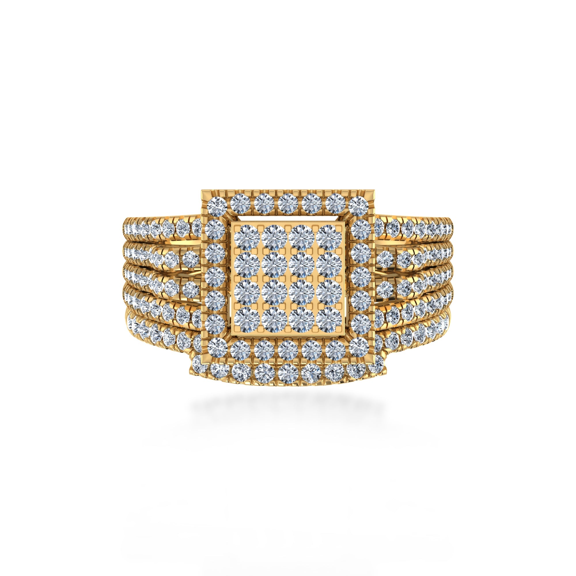 Multi-Row Square Lab Diamond Cocktail Ring