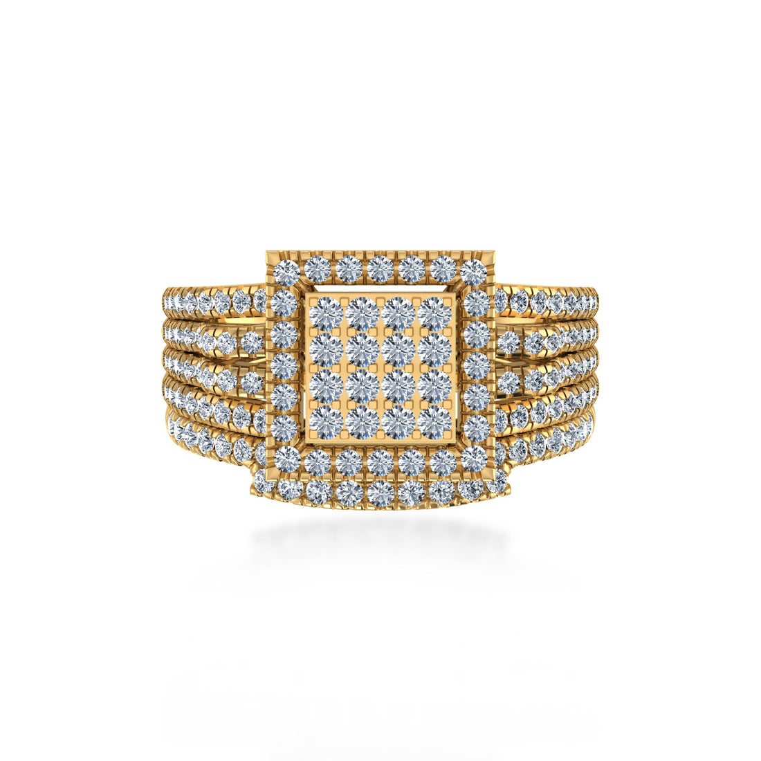Multi-Row Square Lab Diamond Cocktail Ring
