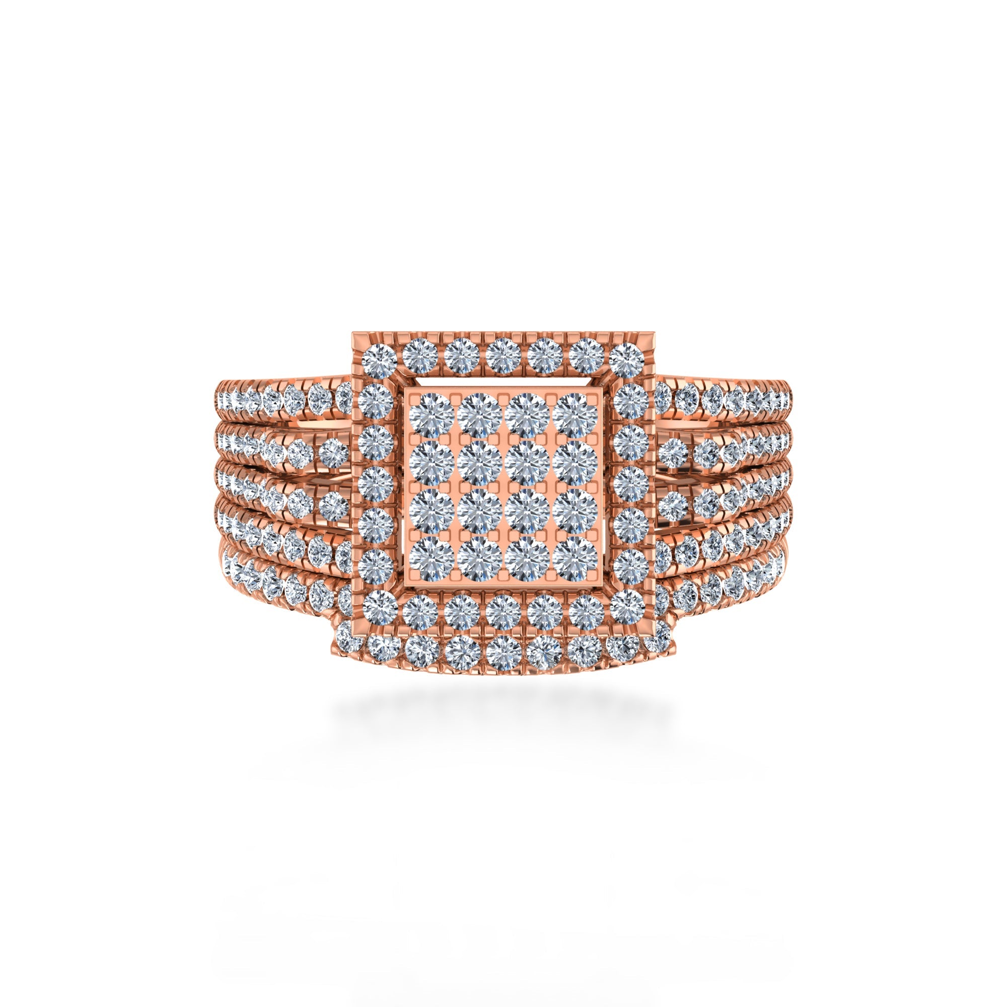 Multi-Row Square Lab Diamond Cocktail Ring 2