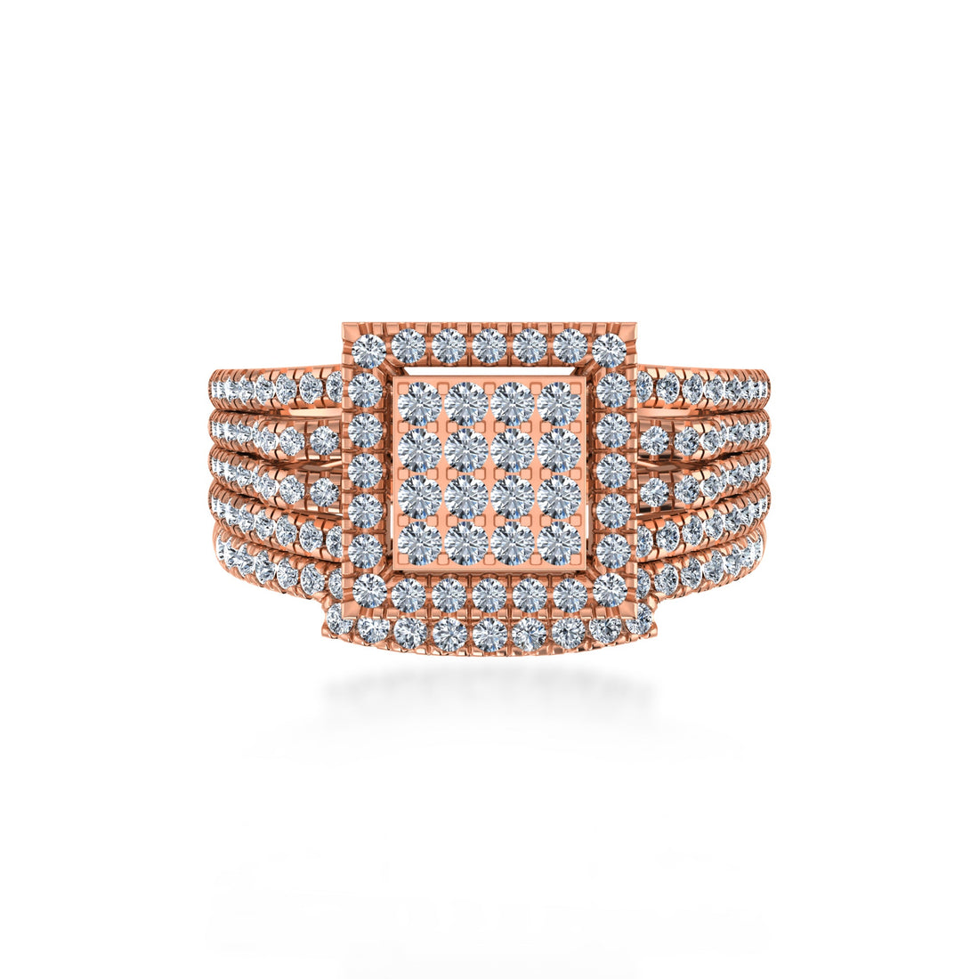 Multi-Row Square Lab Diamond Cocktail Ring 2