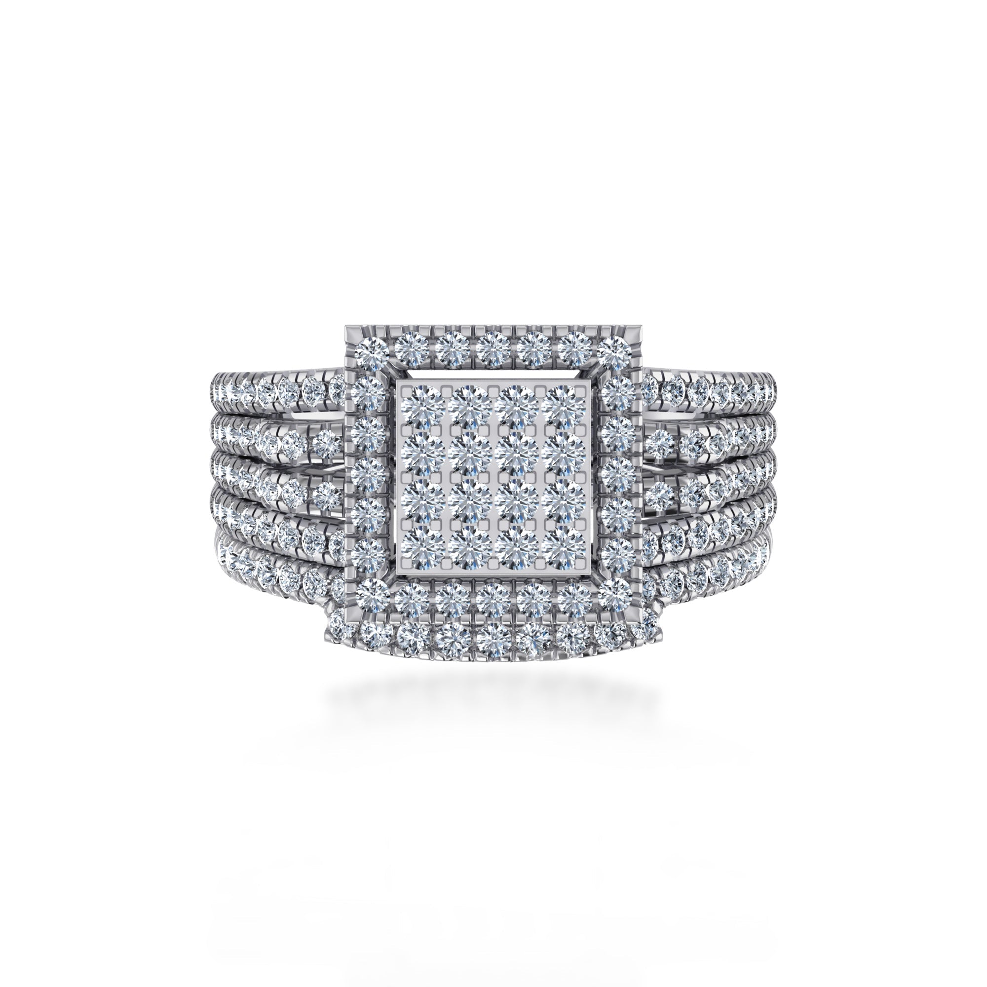 Multi-Row Square Lab Diamond Cocktail Ring 3