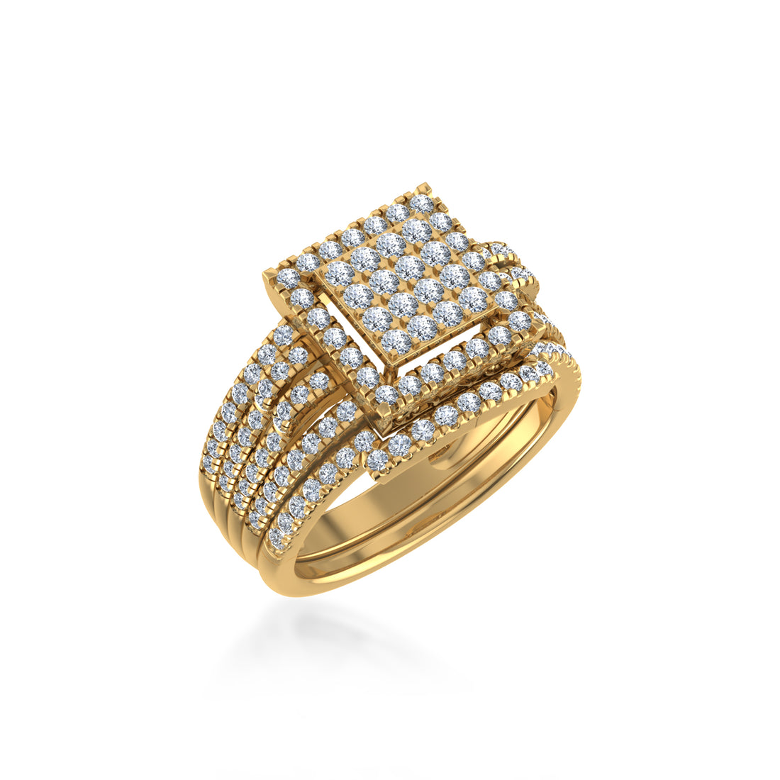Multi-Row Square Lab Diamond Cocktail Ring 5