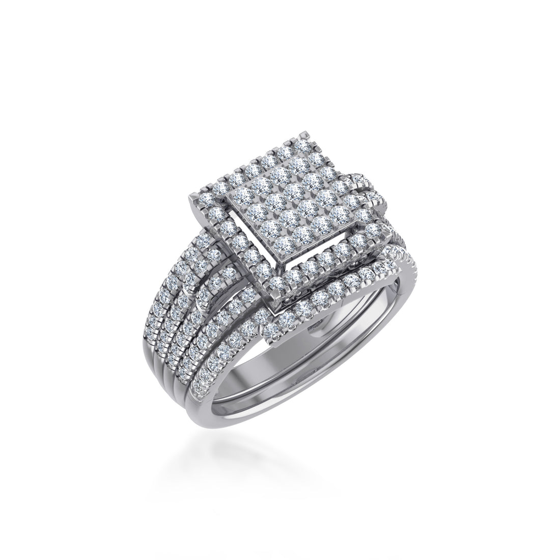 Multi-Row Square Lab Diamond Cocktail Ring 6