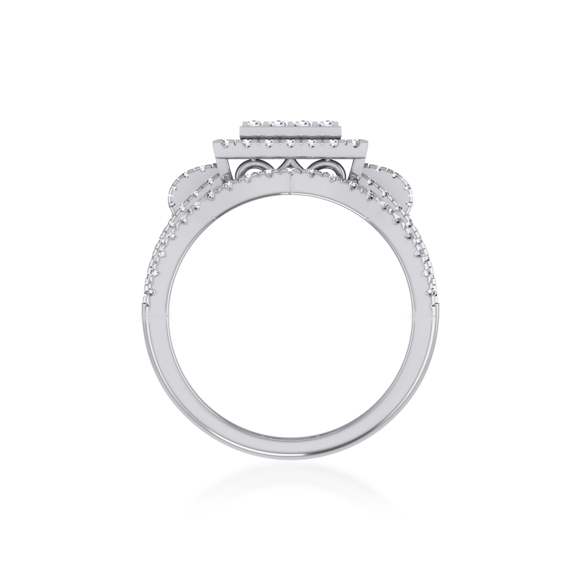 Multi-Row Square Lab Diamond Cocktail Ring 9