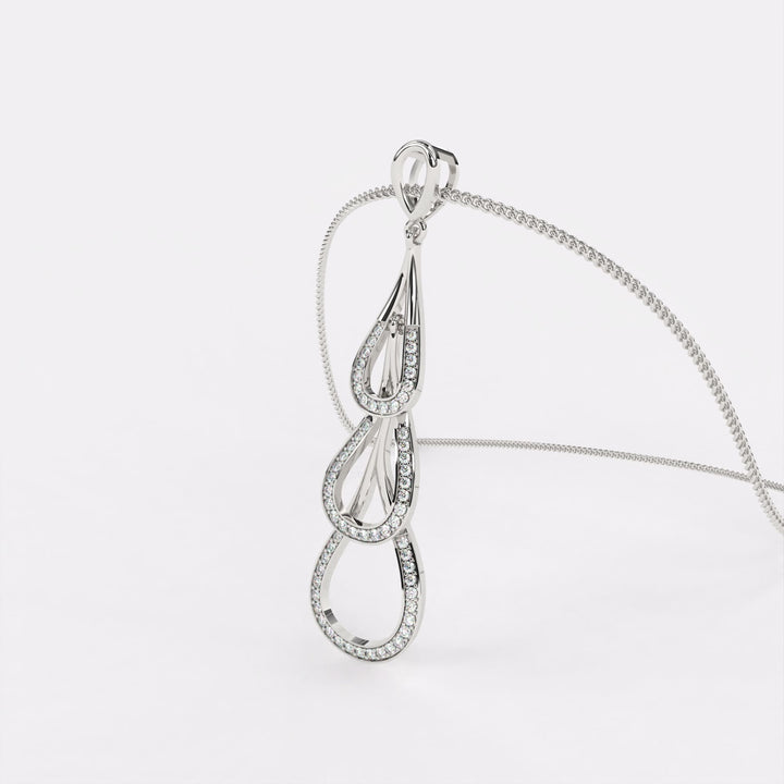 Multi Drop Diamond Pendant In 925 Silver