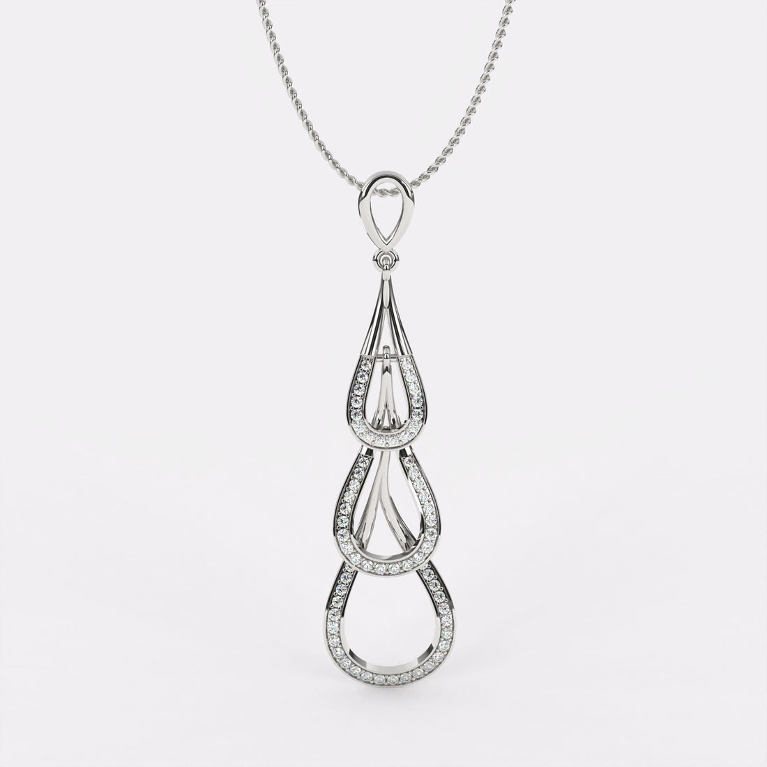 Multi Drop Diamond Pendant In 925 Silver
