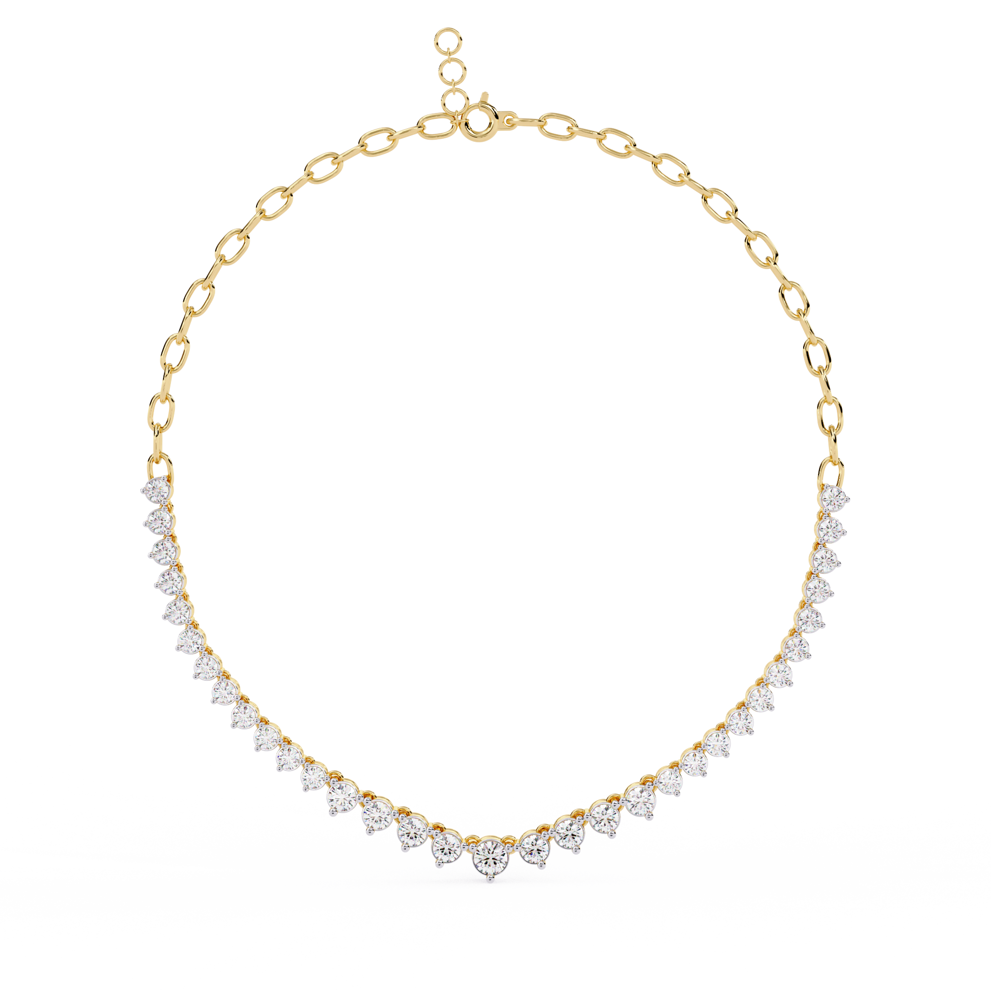 Elegant Curved Lab Diamond Necklace