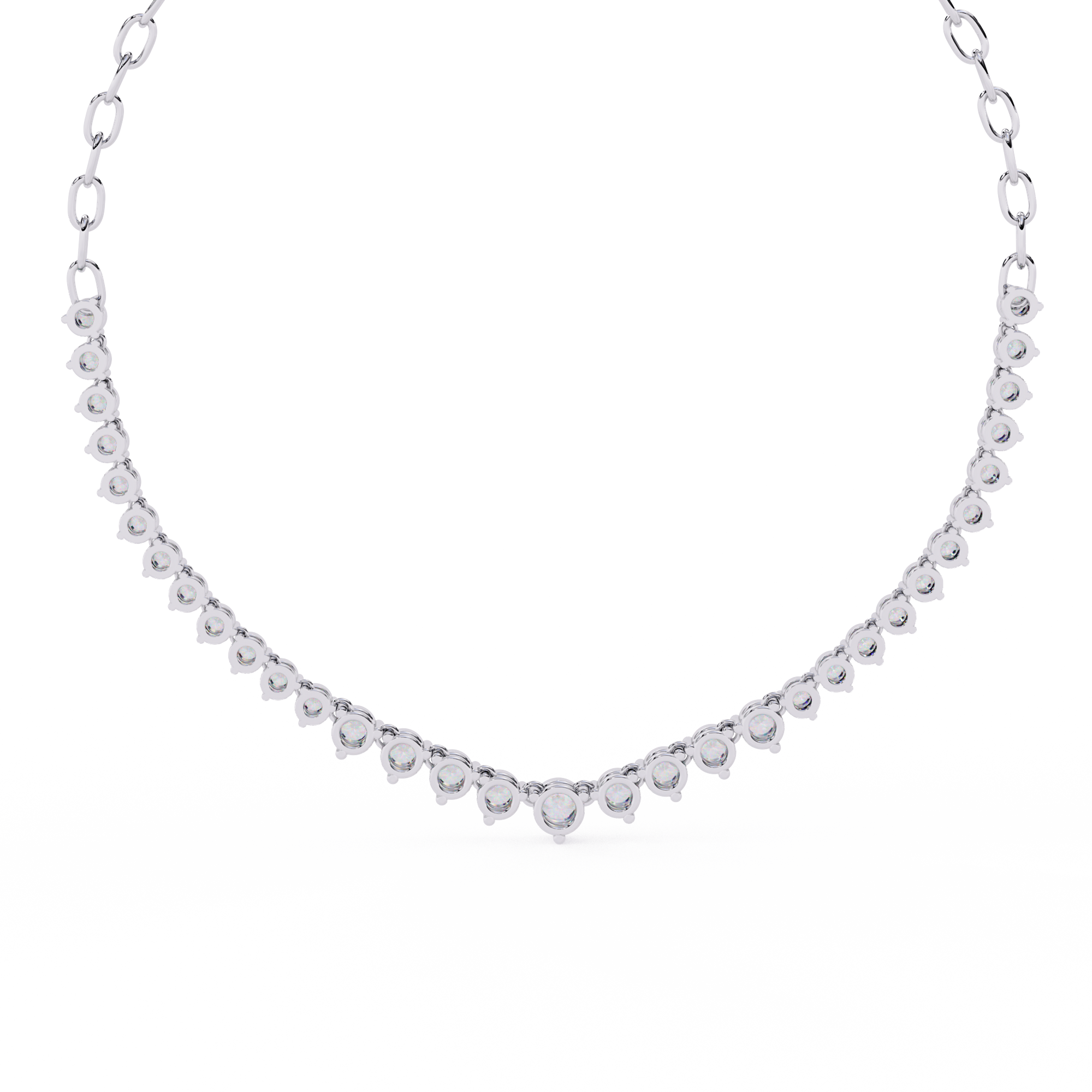 Elegant Curved Lab Diamond Necklace