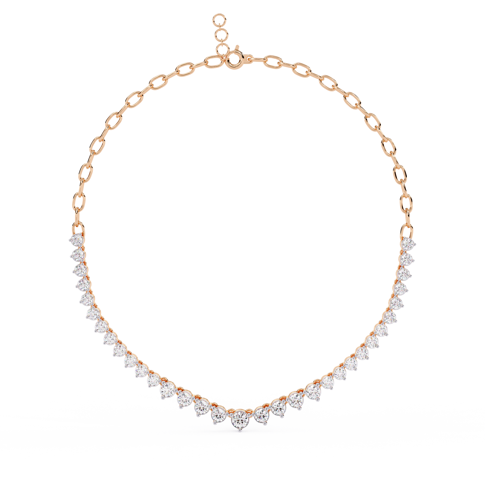 Elegant Curved Lab Diamond Necklace