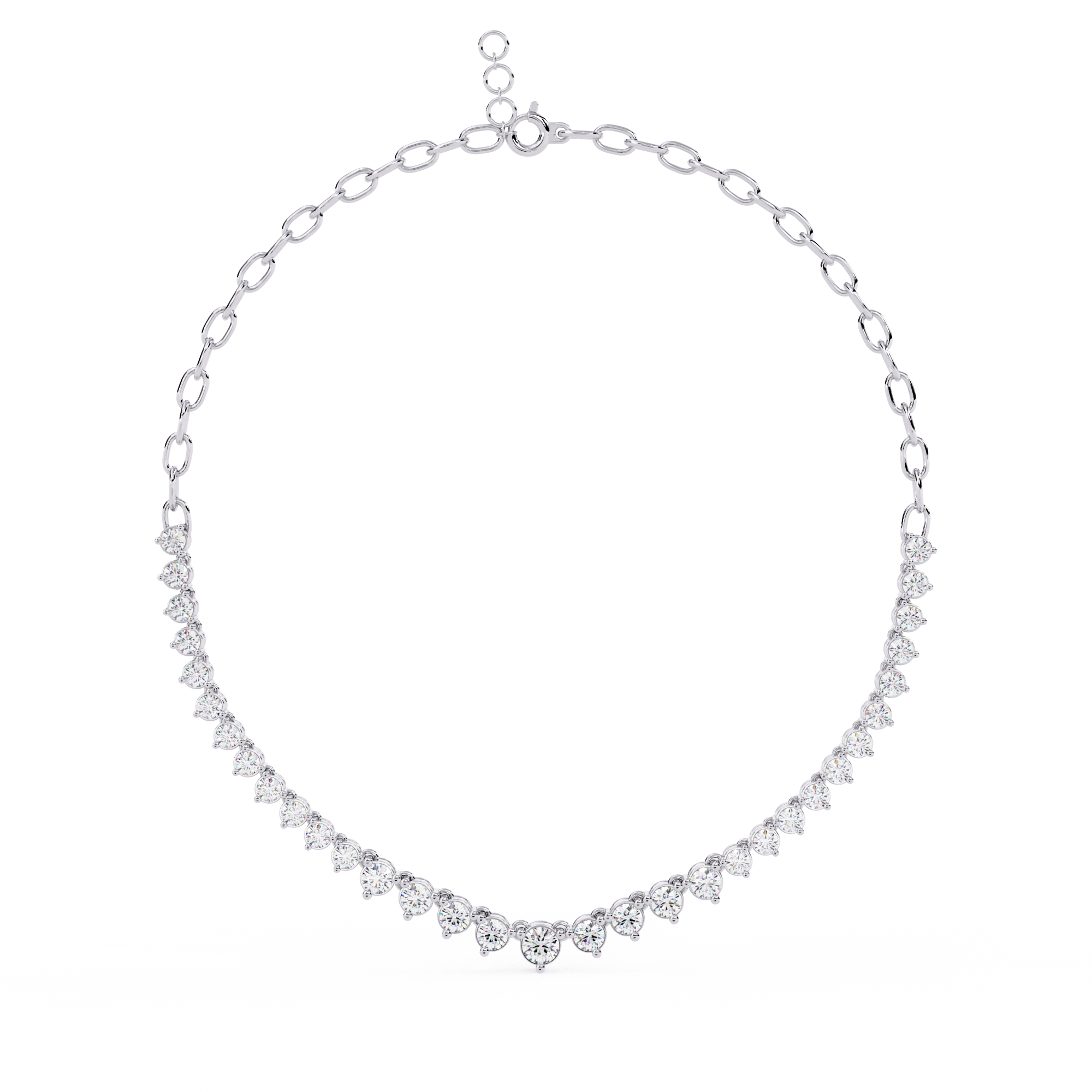 Elegant Curved Lab Diamond Necklace