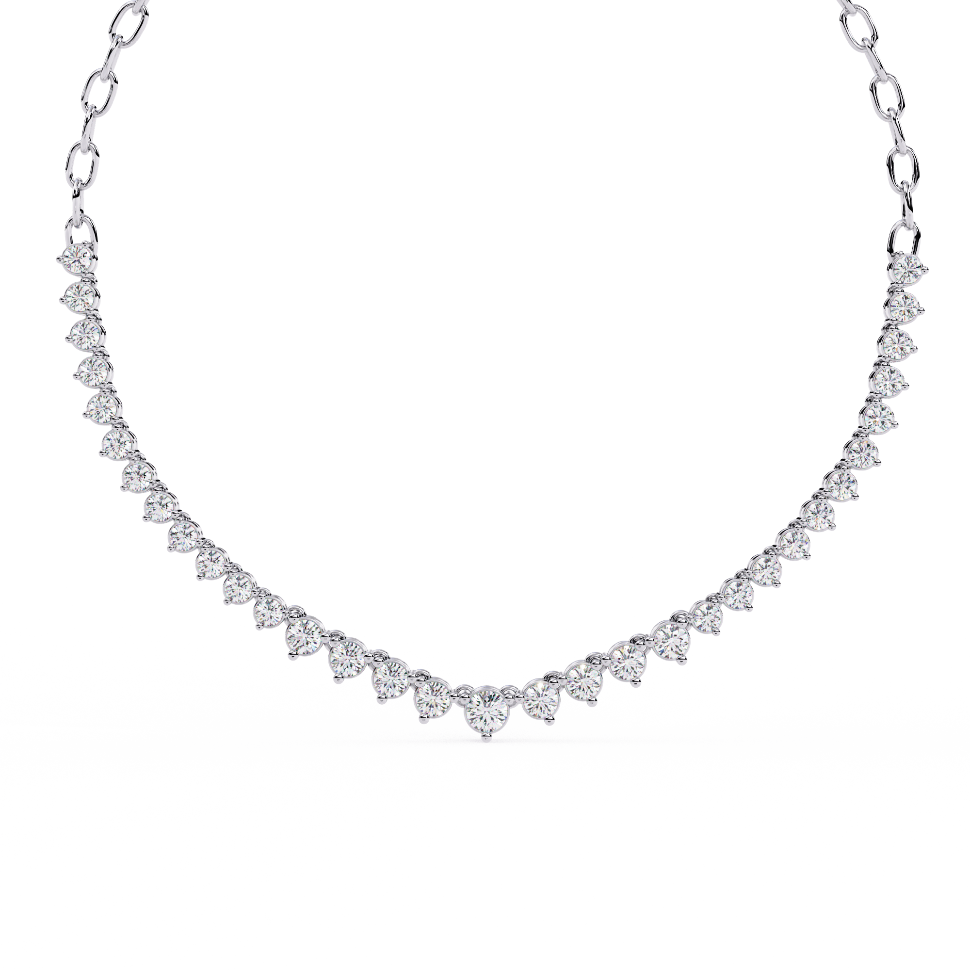 Elegant Curved Lab Diamond Necklace